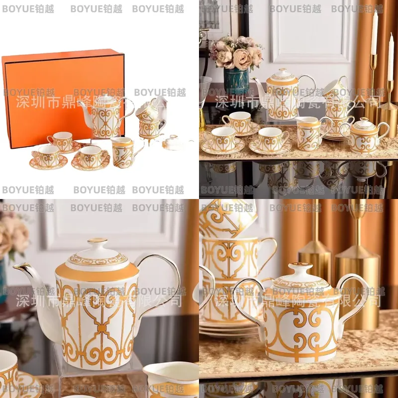 Coffee Tea Gift Set - Gele keramische koffiekop en schotelset, Europese