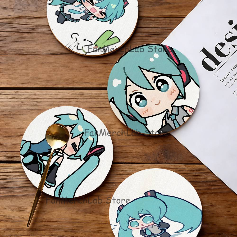 Coffee Tea Gift Set - Elektronische muzikanten M-Miku houten onderzetterset -