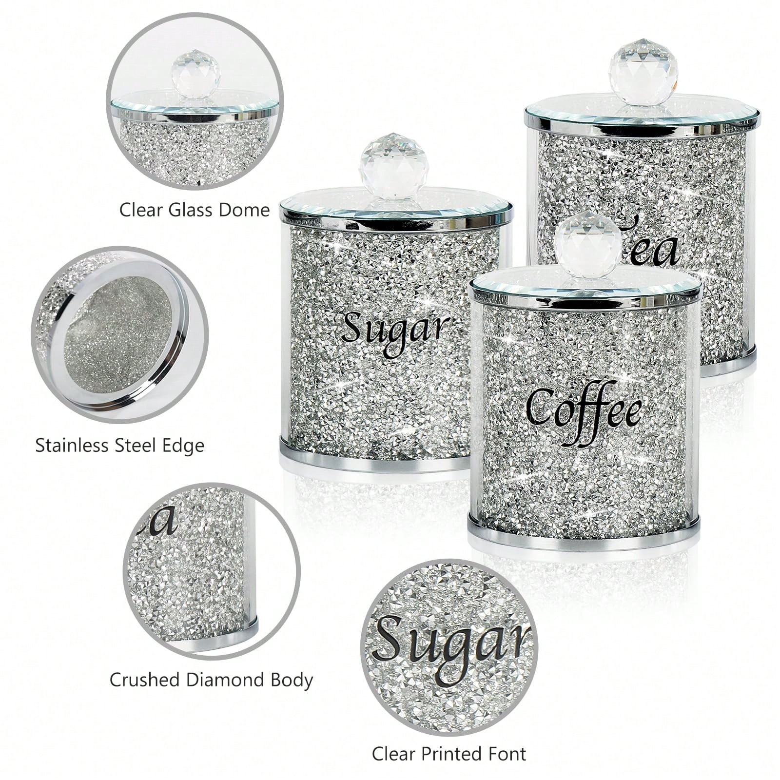 Coffee Tea Gift Set - Koffie Suiker Thee Blikjesset Sparkly Glam