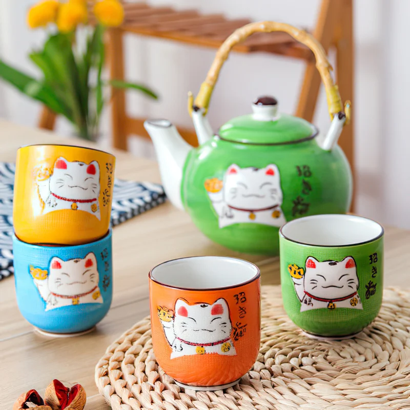 Coffee Tea Gift Set - Japanse Creatieve Multicolor Cartoon Gelukskat Keramiek