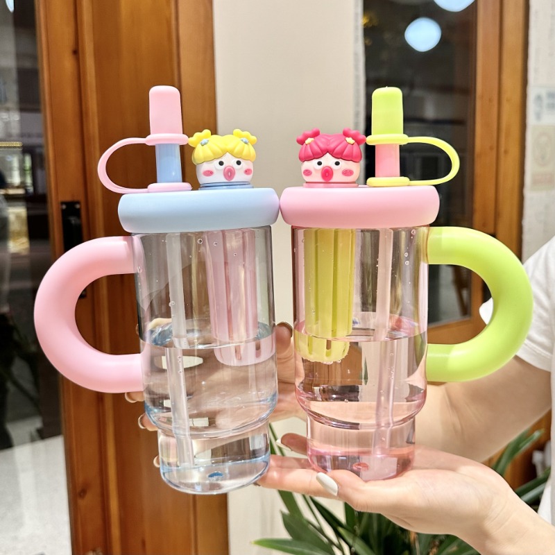 Coffee Tea Equipment - Draagbare Stro Waterfles Leuke Stro Cup