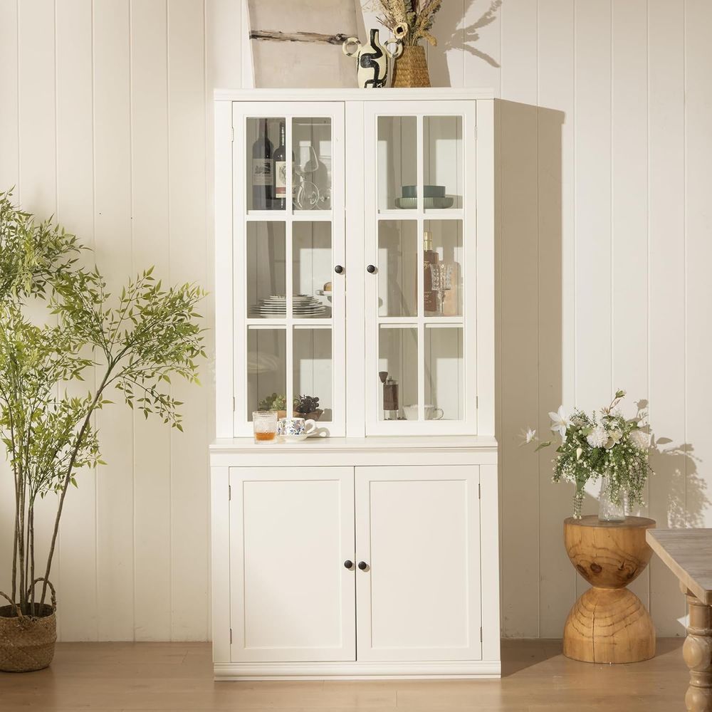 Coffee & Tea Maker Machine - 75 cm hoge witte glazen keukenkast