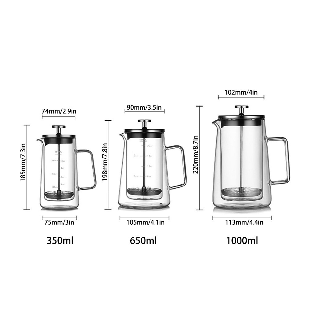 Dubbele lagen Franse perspot H - Coffee Tea Press recensie en prijs