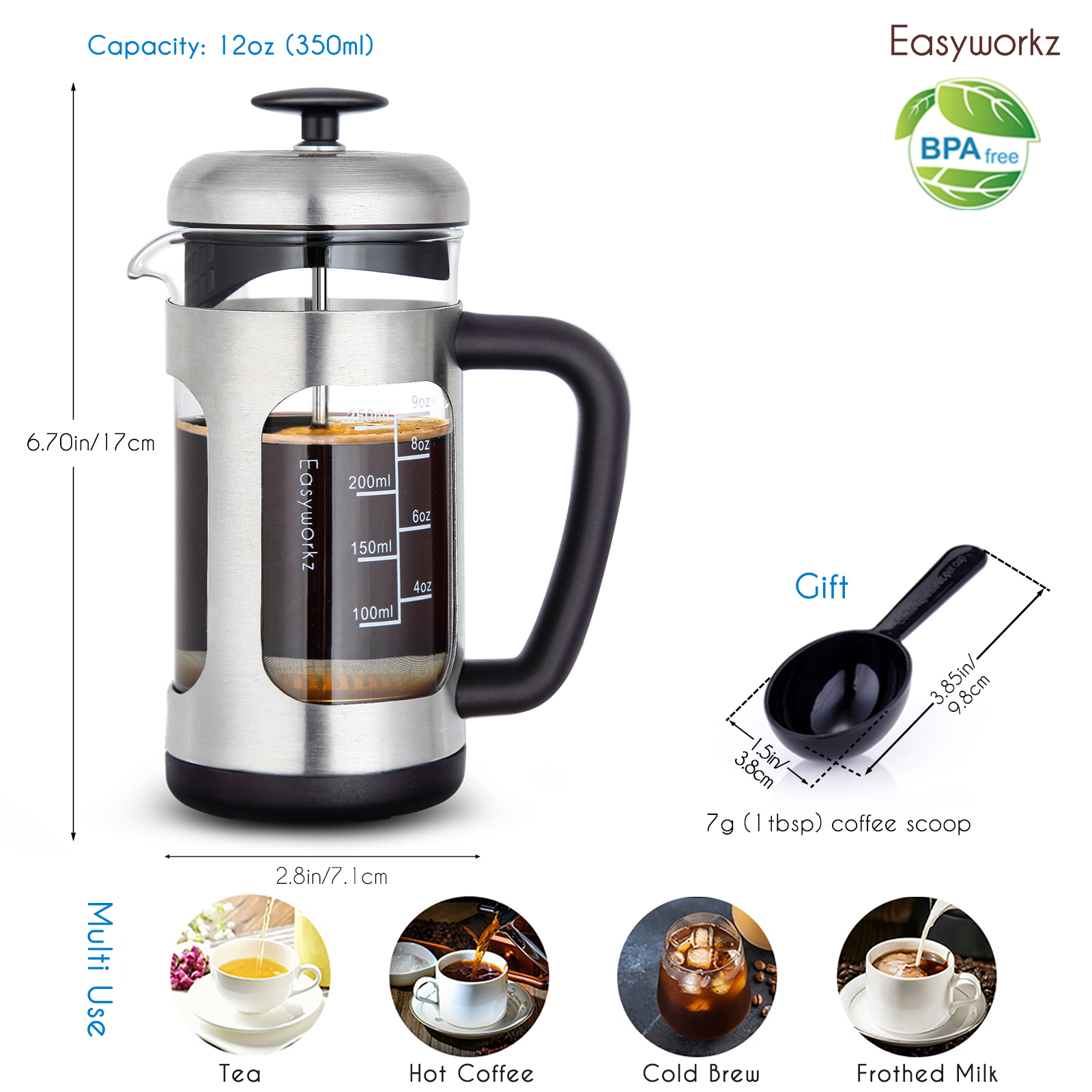 Easyworkz French Press koffie- - Coffee Tea Press recensie en prijs